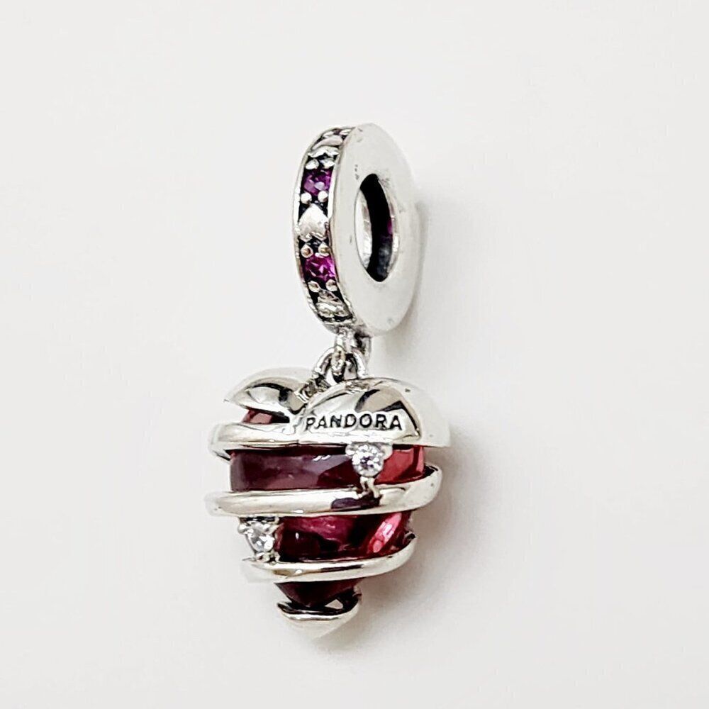 Pandora Love Heart Spiral Dangle Charm